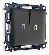 Выключатель двухклавишный с подсветкой без рамки Ambrella Volt Quant MA904010 цвет Графит