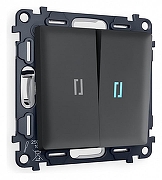 Выключатель двухклавишный с подсветкой без рамки Ambrella Volt Quant MA904020 цвет Графит