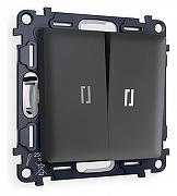 Выключатель проходной двухклавишный с подсветкой Ambrella Volt Quant MA904035 цвет Графит