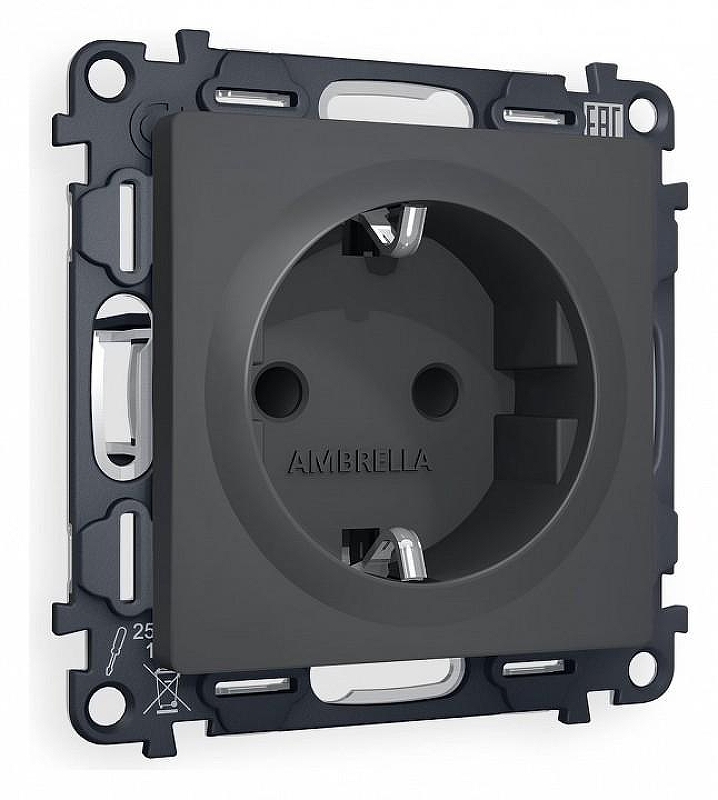 Розетка с заземлением и со шторкой, без рамки Ambrella Volt Quant MA907010 