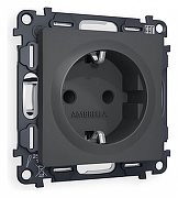 Розетка с заземлением и со шторкой, без рамки Ambrella Volt Quant MA907010 цвет Графит