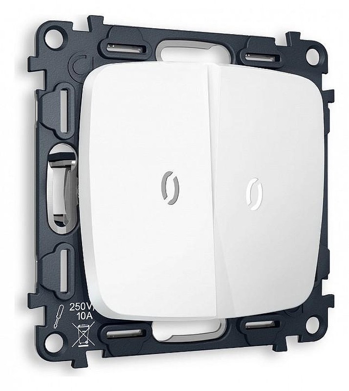 Выключатель проходной двухклавишный с подсветкой без рамки Ambrella Volt Quant MO124035 