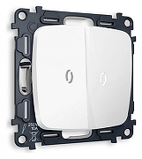 Выключатель проходной двухклавишный с подсветкой без рамки Ambrella Volt Quant MO124035 цвет Белый