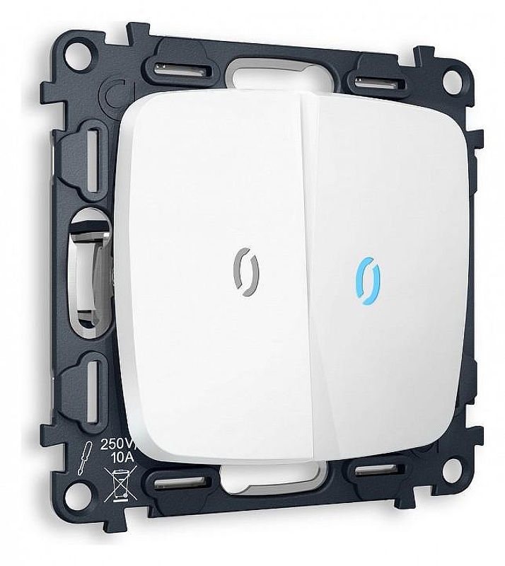 Выключатель проходной двухклавишный с подсветкой без рамки Ambrella Volt Quant MO124040 