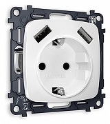 Розетка с заземлением и 2хUSB type A, без рамки Ambrella Volt Quant MO129010 цвет Белый