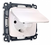 Розетка влагозащищенная с заземлением и со шторкой, без рамки с крышкой Ambrella Volt Quant MO208010 цвет Жемчужный, Белый