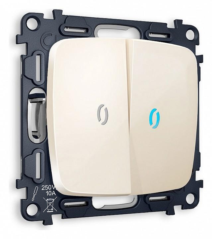 Выключатель двухклавишный с подсветкой без рамки Ambrella Volt Quant MO304020 