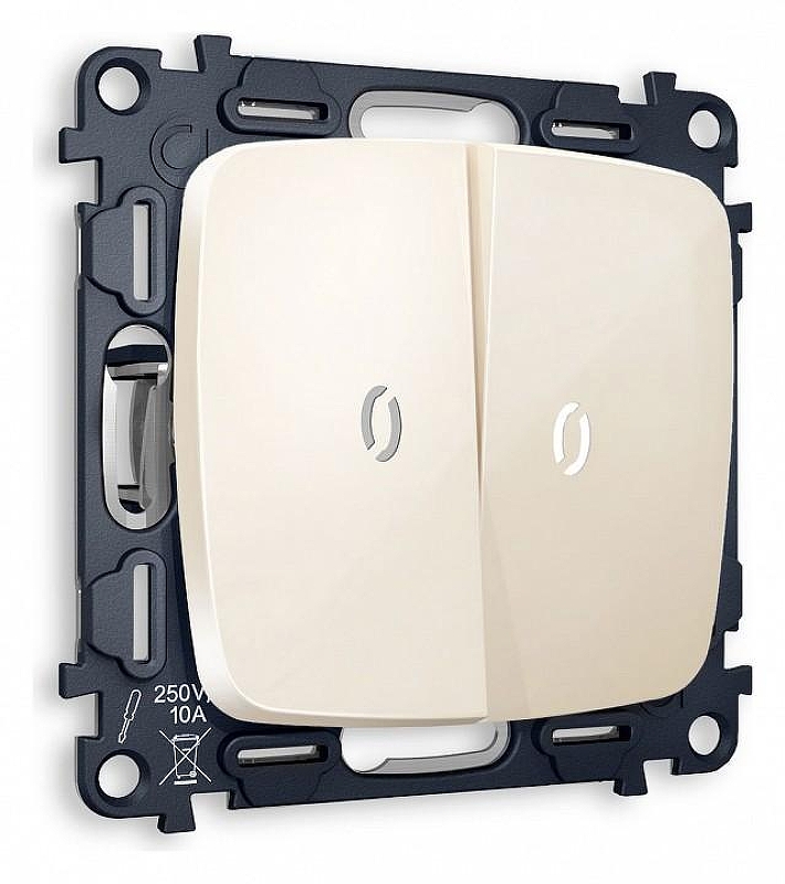 Выключатель проходной двухклавишный с подсветкой без рамки Ambrella Volt Quant MO304035 