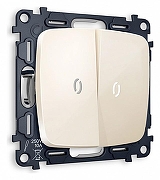 Выключатель проходной двухклавишный с подсветкой без рамки Ambrella Volt Quant MO304035 цвет Бежевый