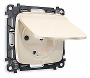 Розетка влагозащищенная с заземлением и со шторкой, без рамки с крышкой Ambrella Volt Quant MO308010 цвет Бежевый