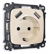 Розетка с заземлением и 2хUSB type A, без рамки Ambrella Volt Quant MO309010 цвет Бежевый
