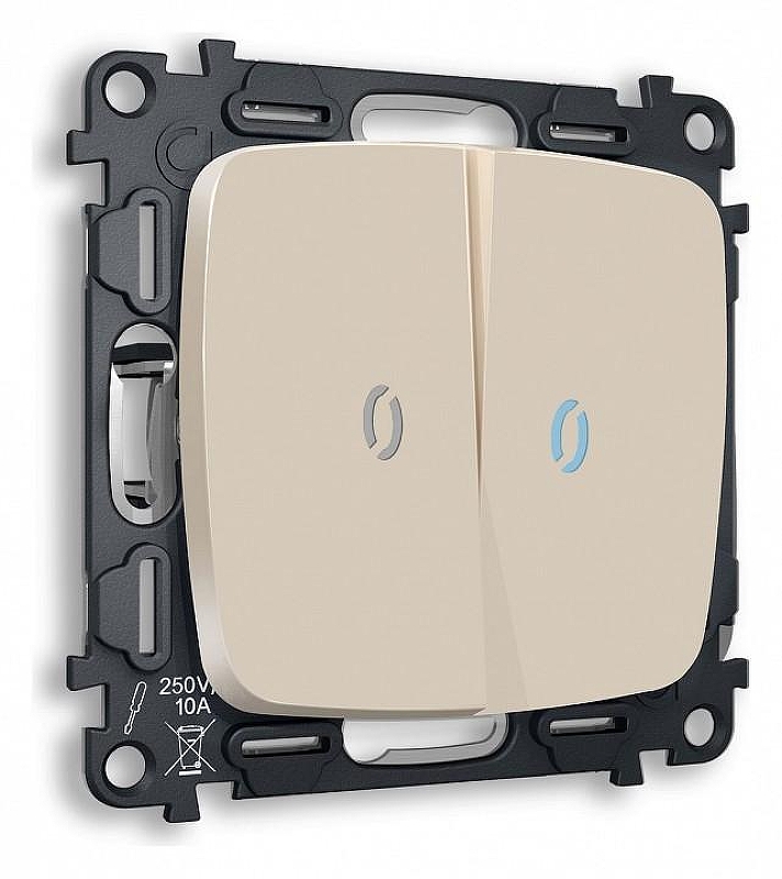 Выключатель двухклавишный с подсветкой без рамки Ambrella Volt Quant MO324020 