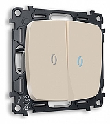 Выключатель двухклавишный с подсветкой без рамки Ambrella Volt Quant MO324020 цвет Бежевый