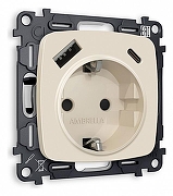 Розетка с заземлением и 2хUSB type A и C, без рамки Ambrella Volt Quant MO330010 цвет Бежевый