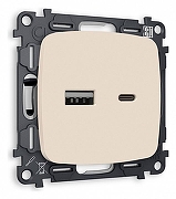 Розетка 2хUSB type A и C без рамки Ambrella Volt Quant MO331010 цвет Бежевый