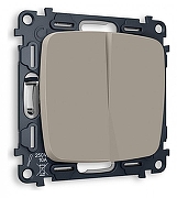 Выключатель проходной двухклавишный без рамки Ambrella Volt Quant MO363020 цвет серо-бежевый