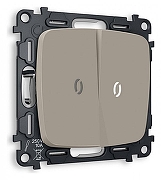 Выключатель двухклавишный с подсветкой без рамки Ambrella Volt Quant MO364015 цвет Бежевый, Серый