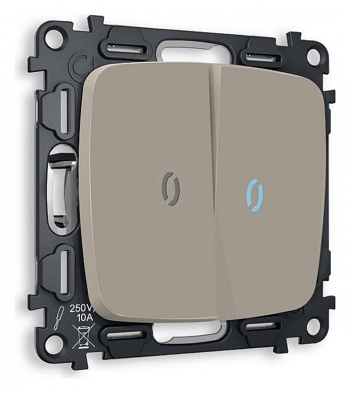 Выключатель проходной двухклавишный с подсветкой без рамки Ambrella Volt Quant MO364040 