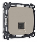 Розетка телефонная RJ-11 со шторкой, без рамки Ambrella Volt Quant MO372030 цвет Бежевый, Серый