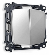 Выключатель проходной двухклавишный без рамки Ambrella Volt Quant MO403020 цвет Серебро