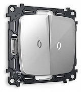 Выключатель двухклавишный с подсветкой без рамки Ambrella Volt Quant MO404015 цвет Серебро