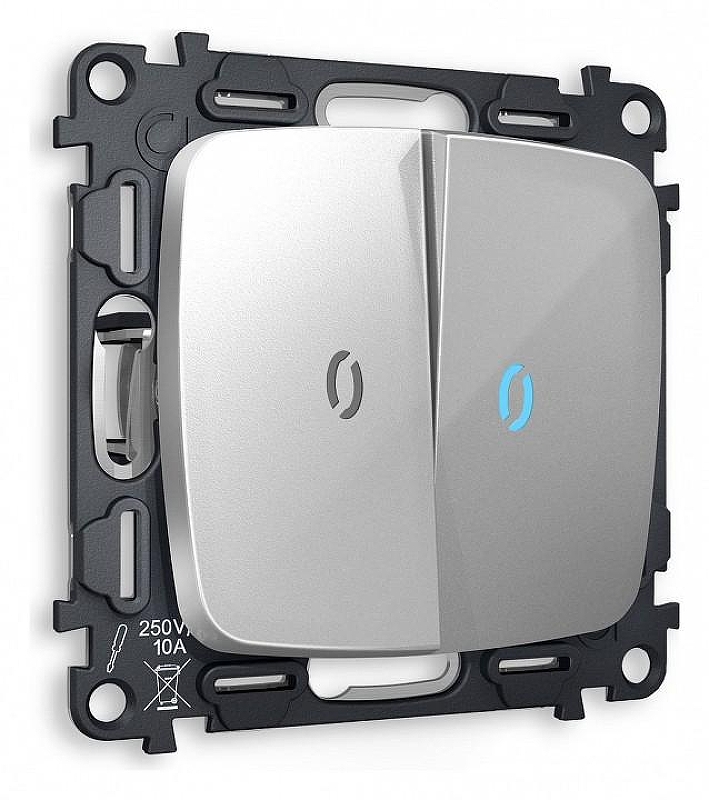 Выключатель двухклавишный с подсветкой без рамки Ambrella Volt Quant MO404020 