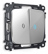 Выключатель двухклавишный с подсветкой без рамки Ambrella Volt Quant MO404020 цвет Серебро