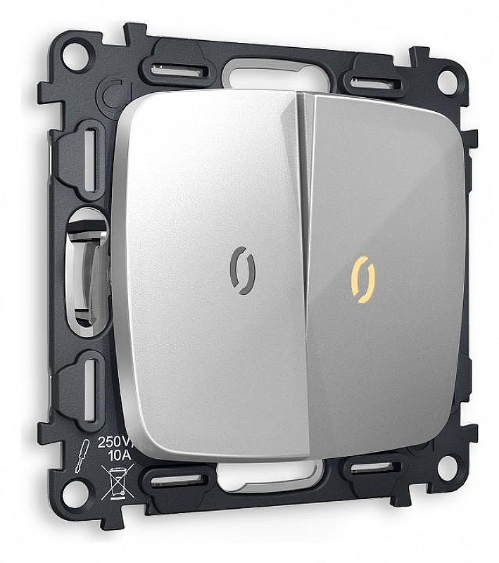 Выключатель проходной двухклавишный с подсветкой без рамки Ambrella Volt Quant MO404030 