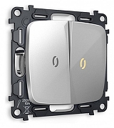 Выключатель проходной двухклавишный с подсветкой без рамки Ambrella Volt Quant MO404030 цвет Серебро