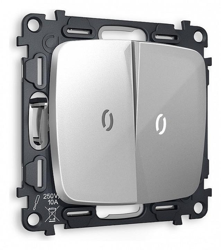 Выключатель проходной двухклавишный с подсветкой без рамки Ambrella Volt Quant MO404035 