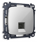 Розетка Ethernet RJ-45 и со шторками, без рамки Ambrella Volt Quant MO412010 цвет серебро