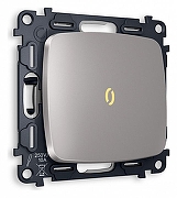 Выключатель проходной одноклавишный с подсветкой без рамки Ambrella Volt Quant MO502030 цвет Сталь