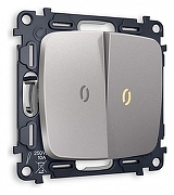 Выключатель двухклавишный с подсветкой без рамки Ambrella Volt Quant MO504010 цвет Сталь