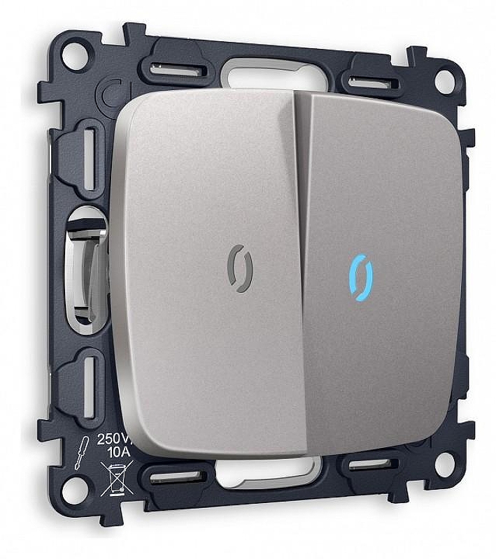 Выключатель двухклавишный с подсветкой без рамки Ambrella Volt Quant MO504020 