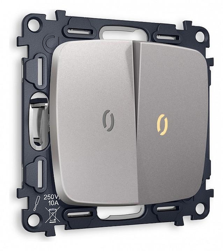 Выключатель проходной двухклавишный с подсветкой без рамки Ambrella Volt Quant MO504030 