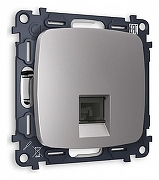 Розетка телефонная RJ-11 со шторкой, без рамки Ambrella Volt Quant MO512030 цвет Сталь