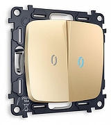 Выключатель двухклавишный с подсветкой без рамки Ambrella Volt Quant MO604020 цвет Бежевый