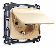 Розетка влагозащищенная с заземлением и со шторкой, без рамки с крышкой Ambrella Volt Quant MO608010 цвет Бежевый