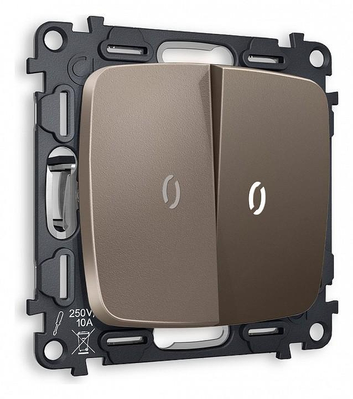 Выключатель двухклавишный с подсветкой без рамки Ambrella Volt Quant MO634015 