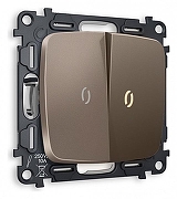 Выключатель проходной двухклавишный с подсветкой без рамки Ambrella Volt Quant MO634030 цвет Бронза