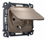 Розетка влагозащищенная с заземлением и со шторкой, без рамки с крышкой Ambrella Volt Quant MO638010 цвет Бронза