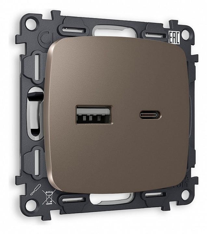 Розетка 2хUSB type A и C без рамки Ambrella Volt Quant MO641010 