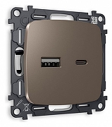 Розетка 2хUSB type A и C без рамки Ambrella Volt Quant MO641010 цвет Бронза