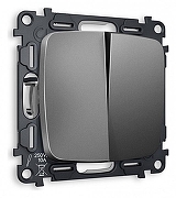 Выключатель двухклавишный без рамки Ambrella Volt Quant MO653010 цвет Антрацит