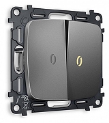 Выключатель двухклавишный с подсветкой без рамки Ambrella Volt Quant MO654010 цвет Антрацит