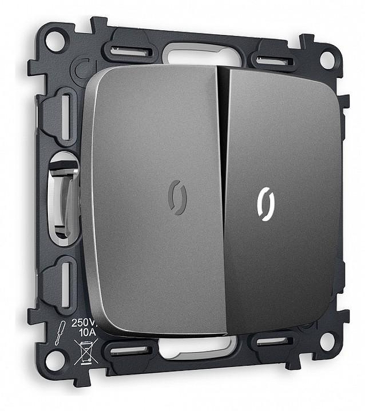 Выключатель двухклавишный с подсветкой без рамки Ambrella Volt Quant MO654015 