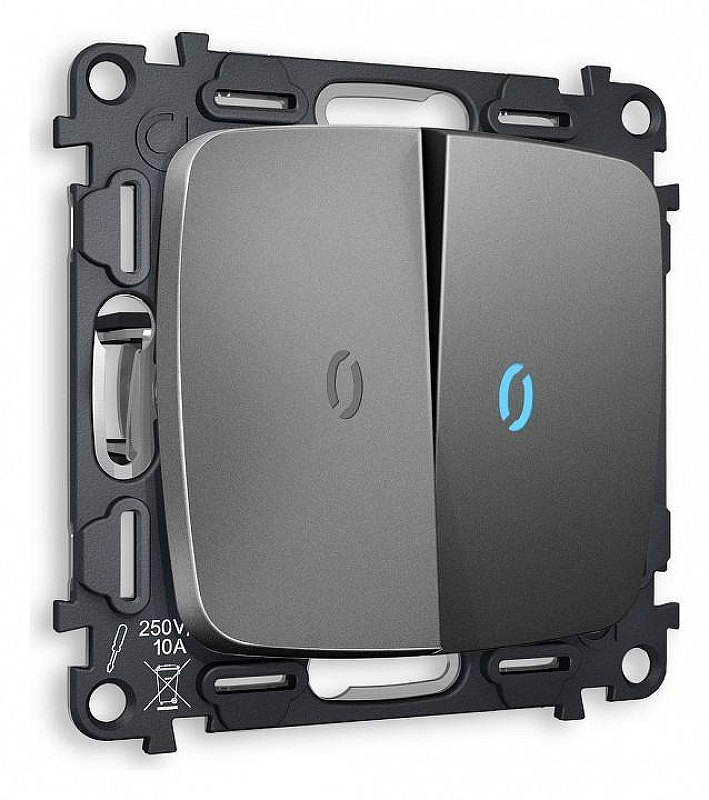 Выключатель двухклавишный с подсветкой без рамки Ambrella Volt Quant MO654020 