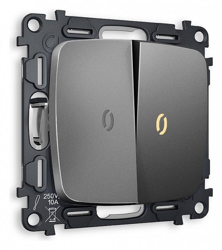 Выключатель проходной двухклавишный с подсветкой без рамки Ambrella Volt Quant MO654030 