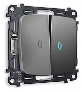 Выключатель проходной двухклавишный с подсветкой без рамки Ambrella Volt Quant MO654040 цвет Антрацит