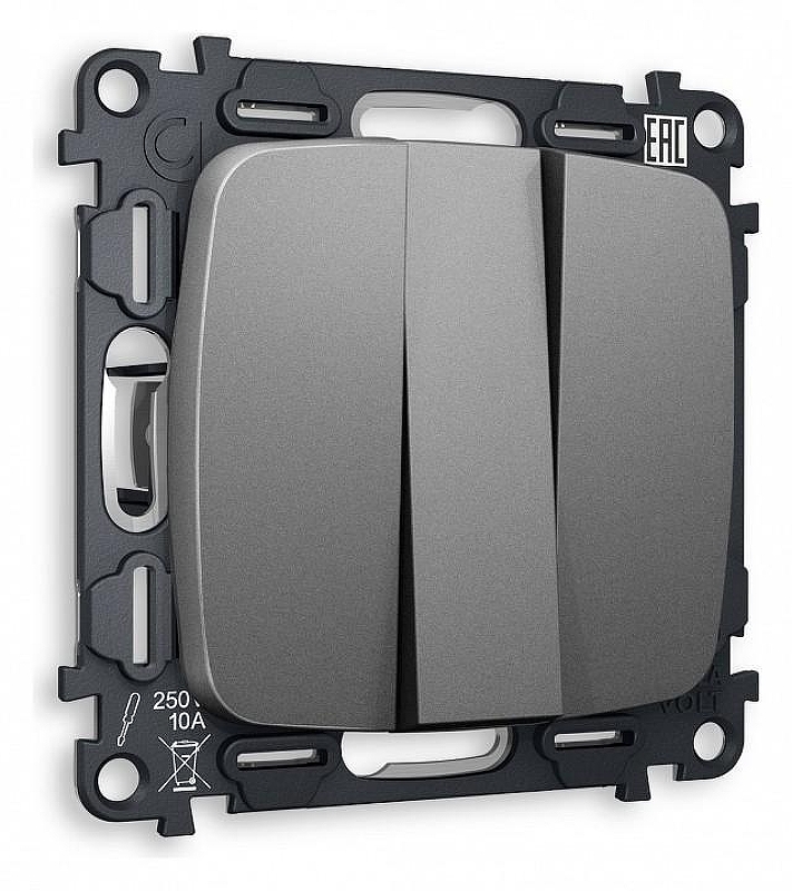 Выключатель трехклавишный без рамки Ambrella Volt Quant MO655010 